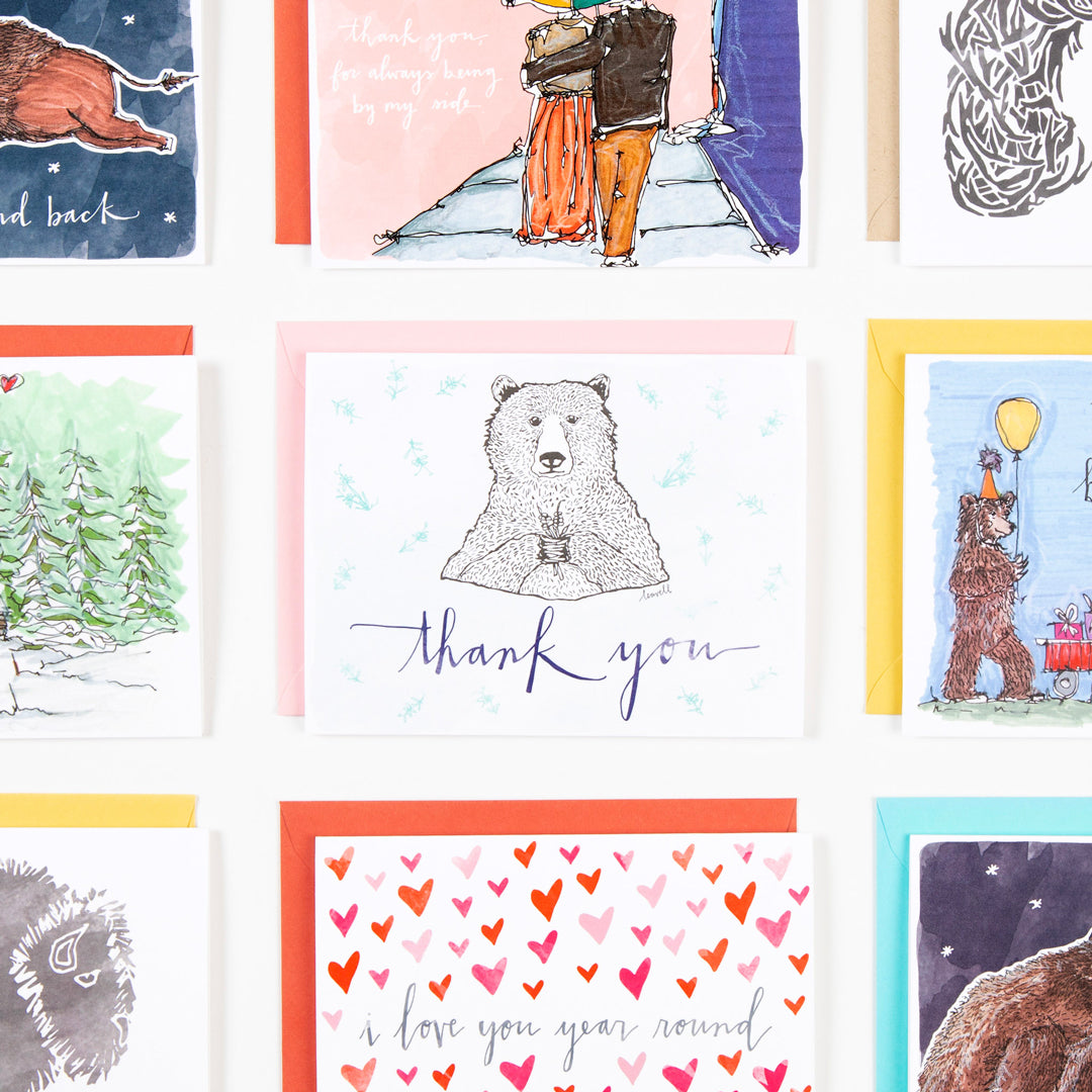 hand drawn animal birthday card