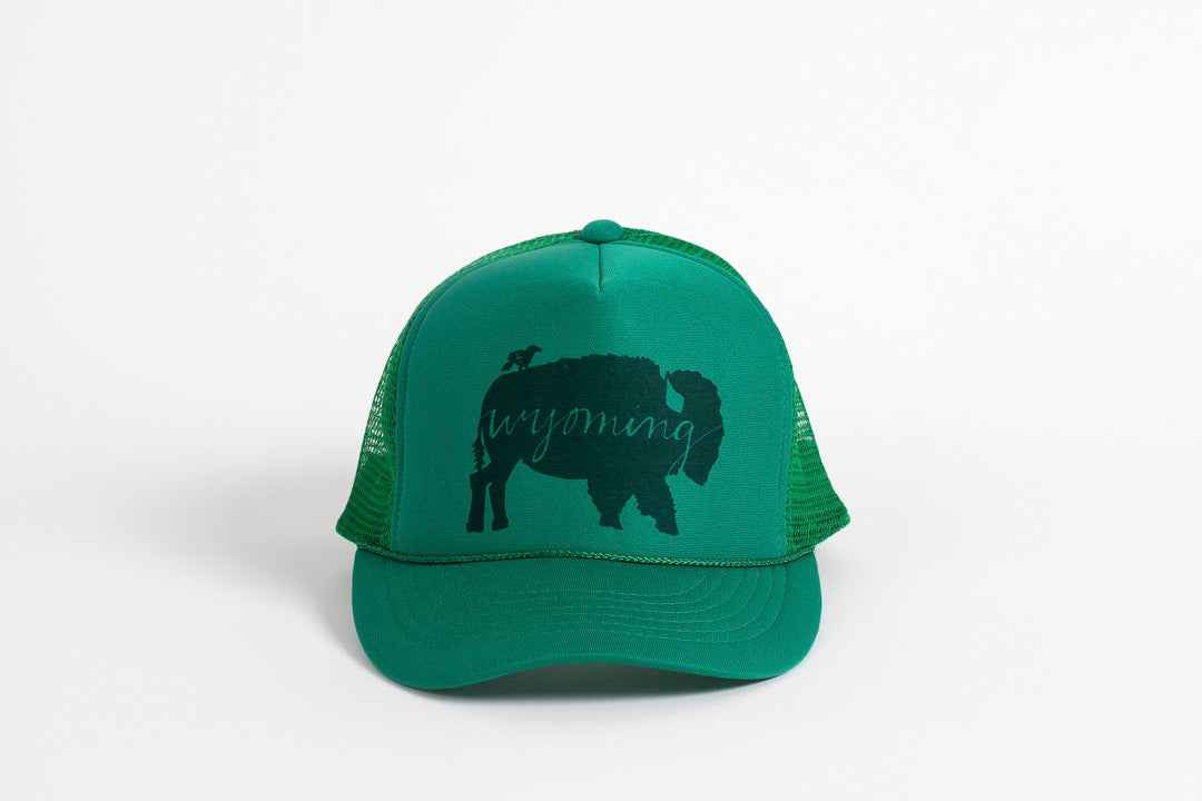 Trucker Hat Green BB Wyoming - Bird & Buffalo