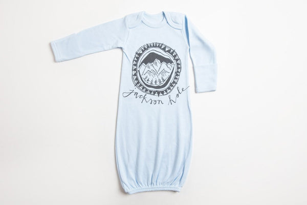 Jackson Hole Logo Baby Gown - Bird & Buffalo