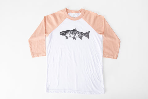 Trout Kid's Baseball Shirt Peach/White - Bird & Buffalo