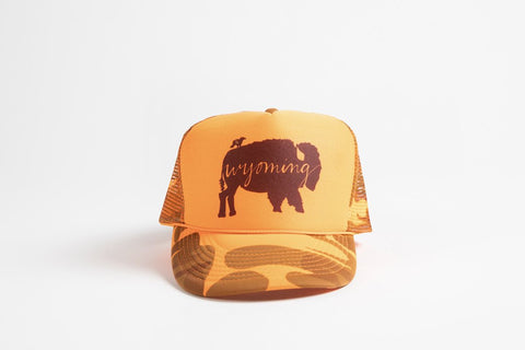 Trucker Hat Orange Camo BB Wyoming - Bird & Buffalo