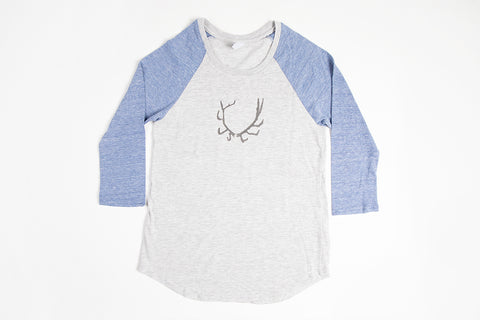 Antler Women's Baseball Shirt Blue/Gray - Bird & Buffalo