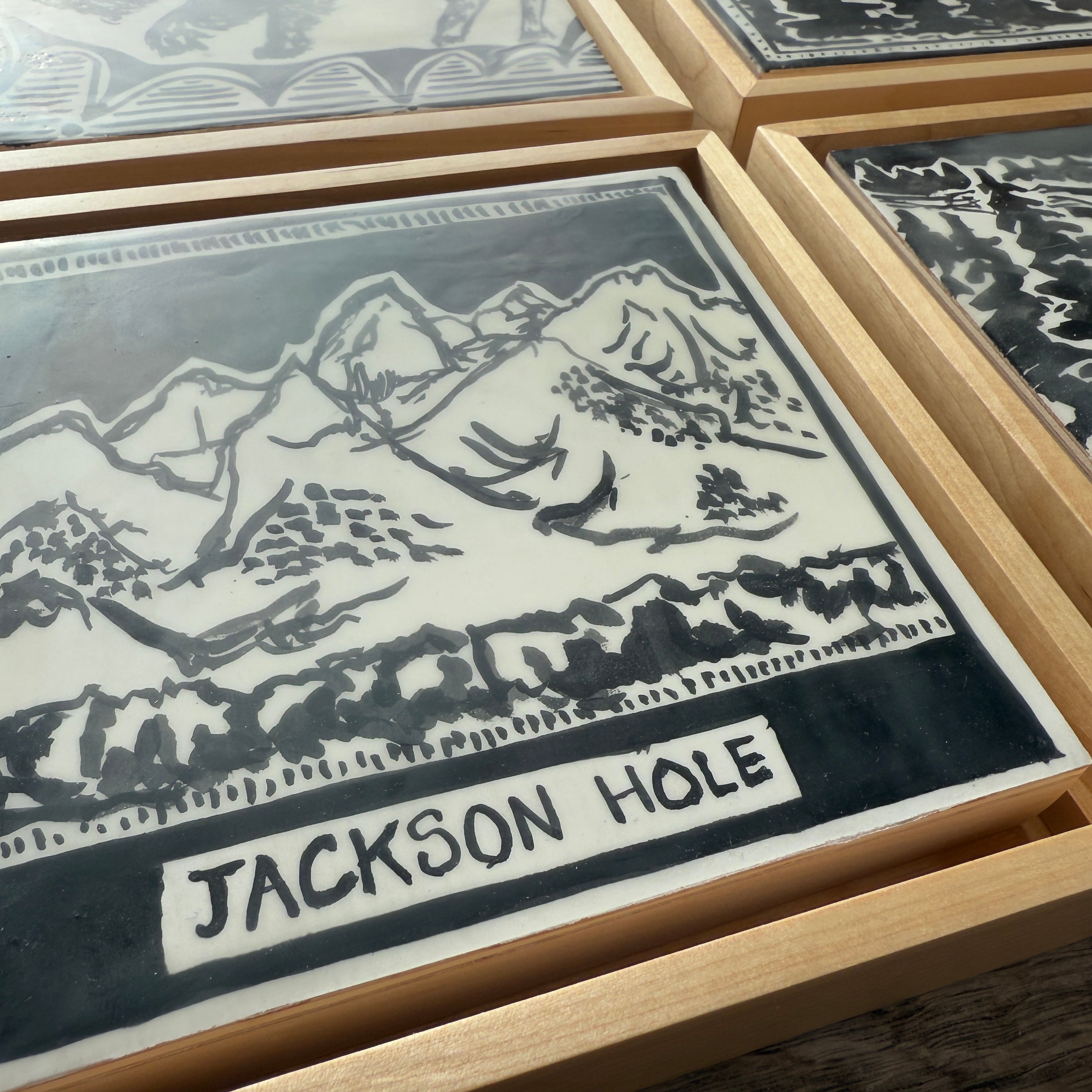 India Ink - Jackson Hole Tetons - Floater Frame - Bird & Buffalo