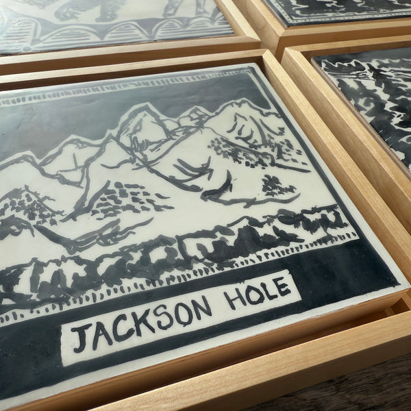 India Ink - Jackson Hole Tetons - Floater Frame