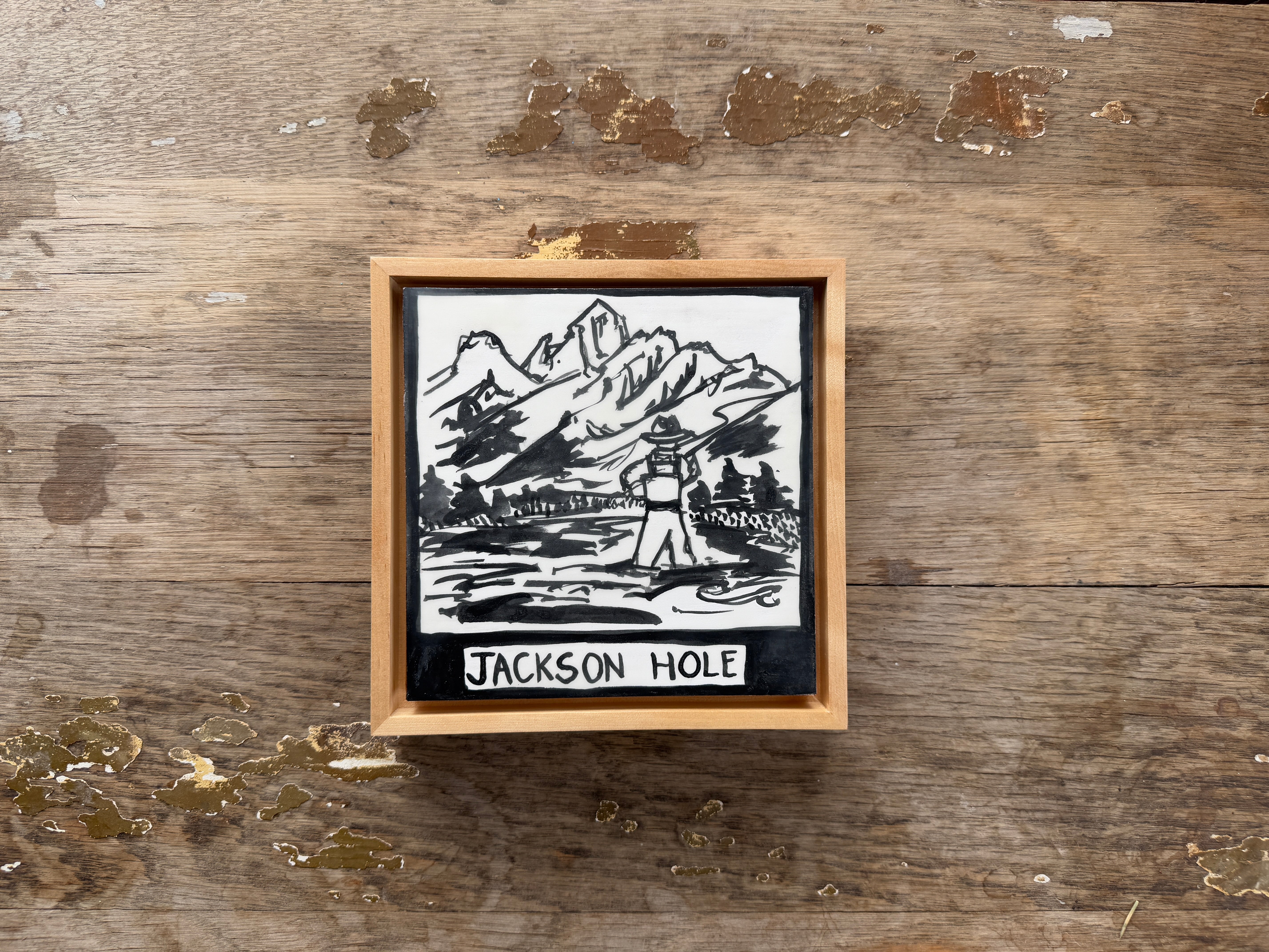 India Ink - Fisherman - Floater Frame