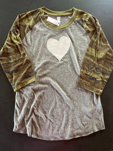 Heart Camo Baseball T-shirt