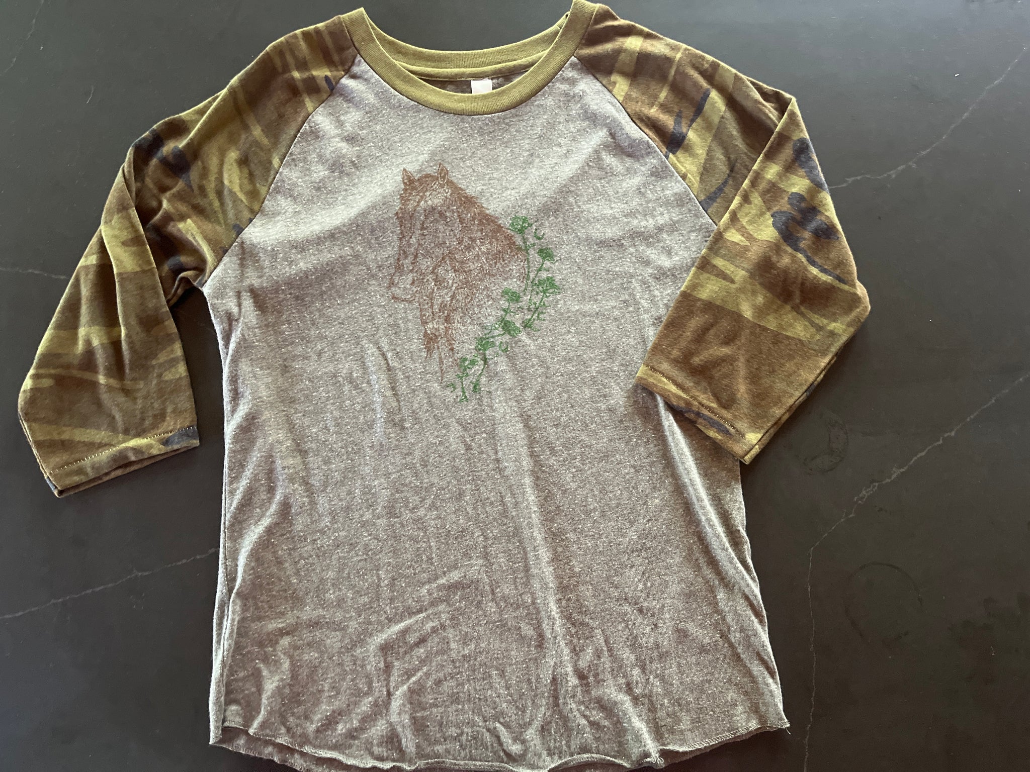 Horse- Camo Women’s Baseball Tshirt