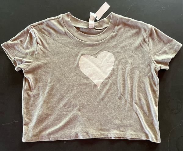 Heart Cropped T-Shirt in Smoke Grey