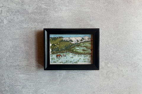 Grazing Horses 3 - Black Frame