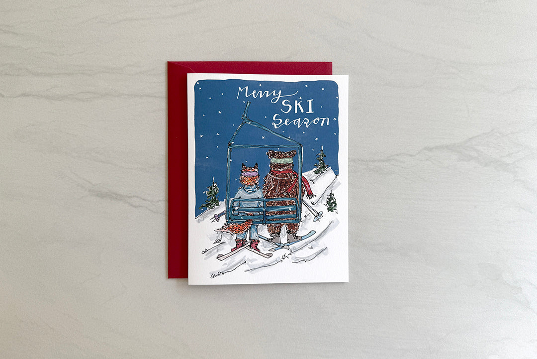 NEW! Ski Lift Animals Card