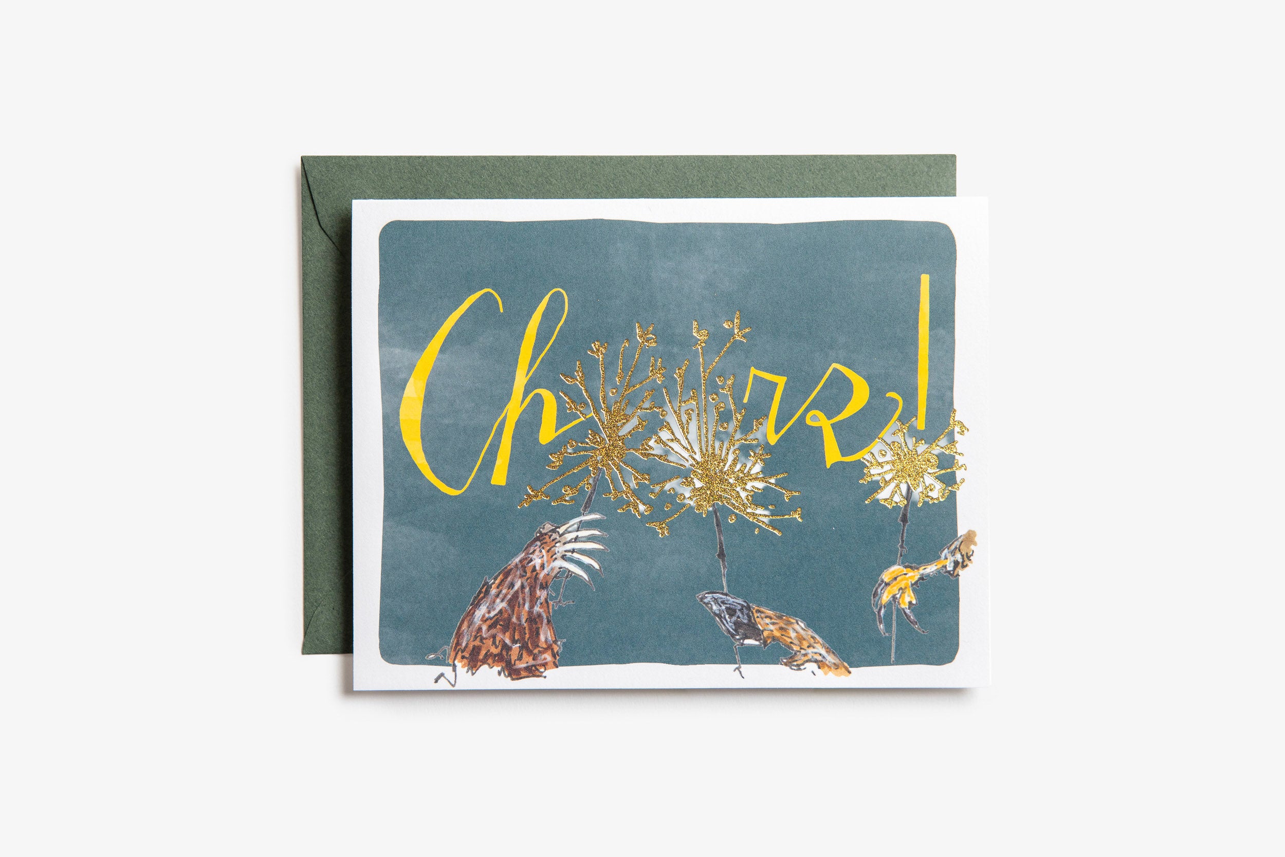 Cheers Sparkler Gold Foil Greeting Card - Bird & Buffalo