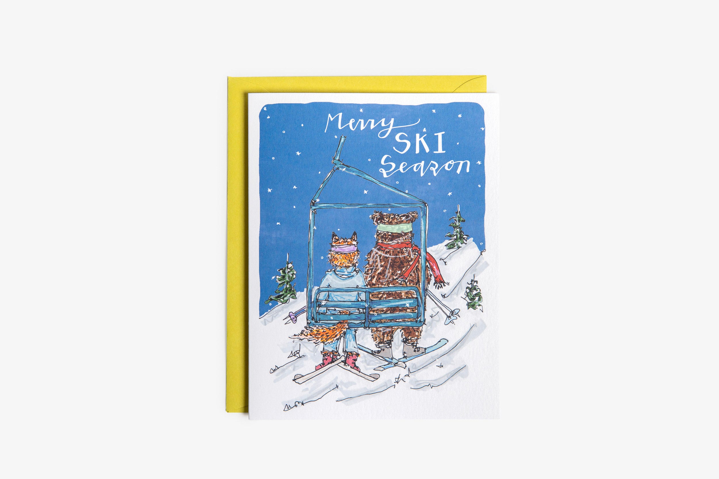 Ski Lift Animals Greeting Card
