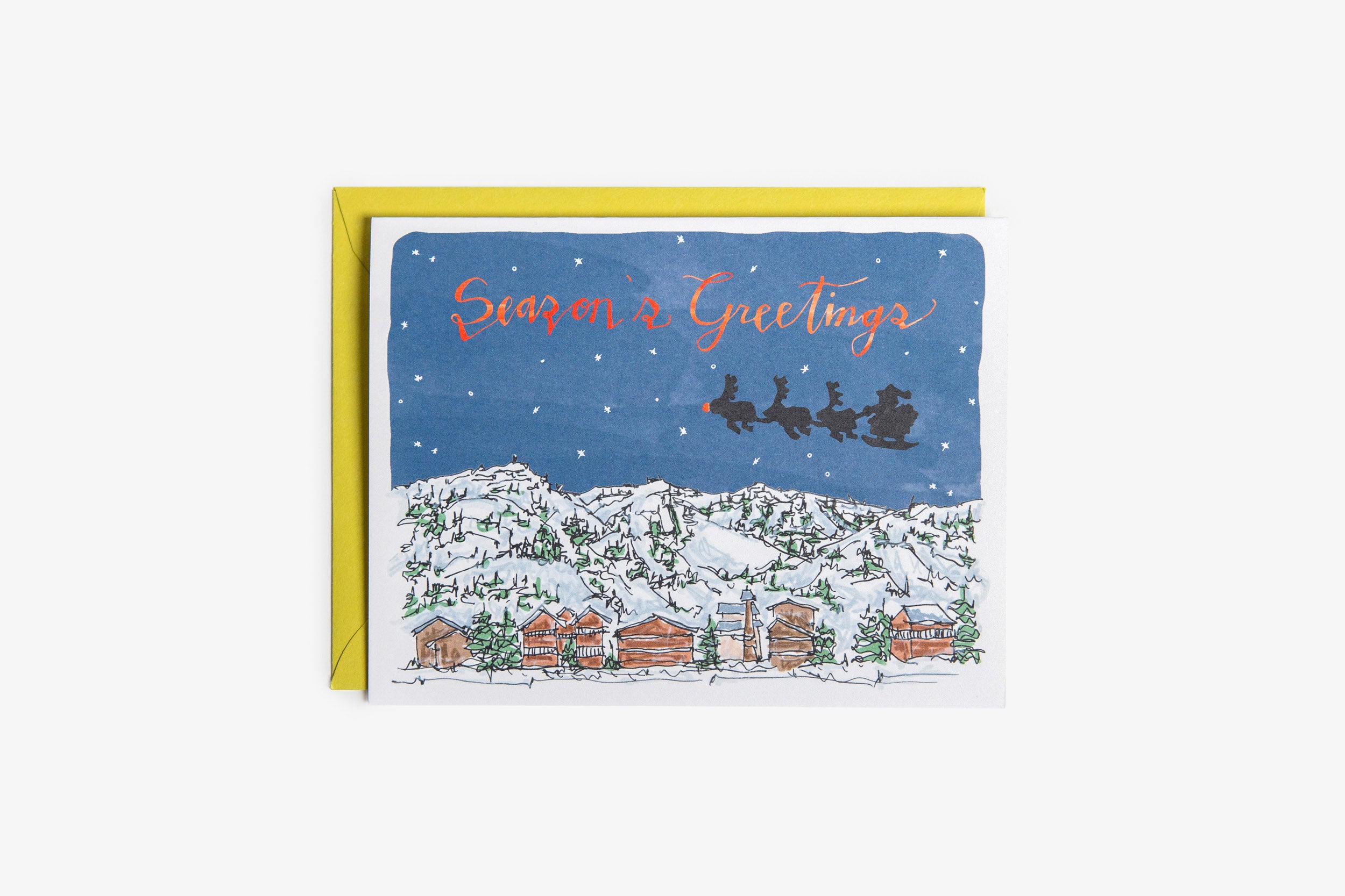 Teton Village Wyoming Santa Greeting Card