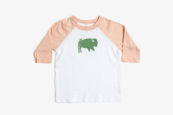 Bird and Buffalo Design Kids Baseball - Peach & White - Bird & Buffalo