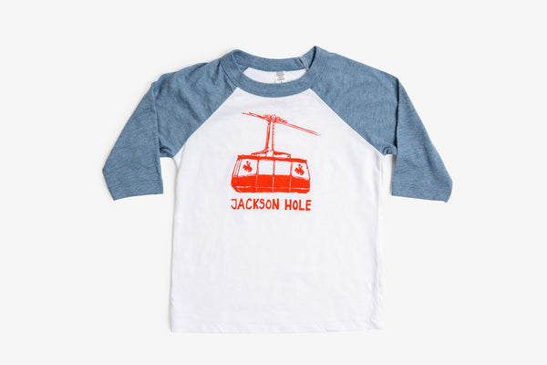 Jackson Hole Tram Design Kids Baseball Shirt - Bird & Buffalo