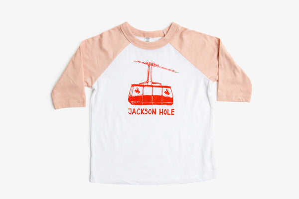 Jackson Hole Tram Design Kids Baseball Shirt - Bird & Buffalo