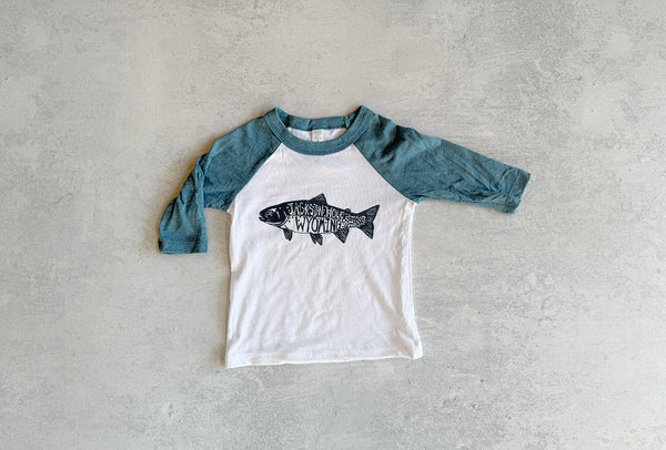 Trout Kid's Baseball Shirt Blue/White