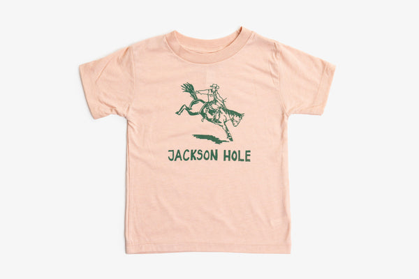 Jackson Hole Bronco Design Kids Shirt - Peach - Bird & Buffalo