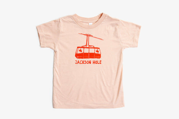 Jackson Hole Tram Design Kids Shirt - Peach - Bird & Buffalo