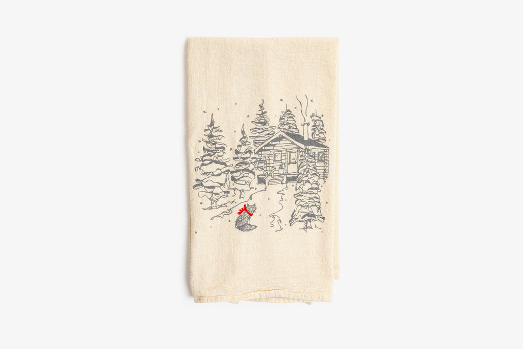 birdandbuffalo Fox at the Cabin Tea Towel - Thumbnail 4