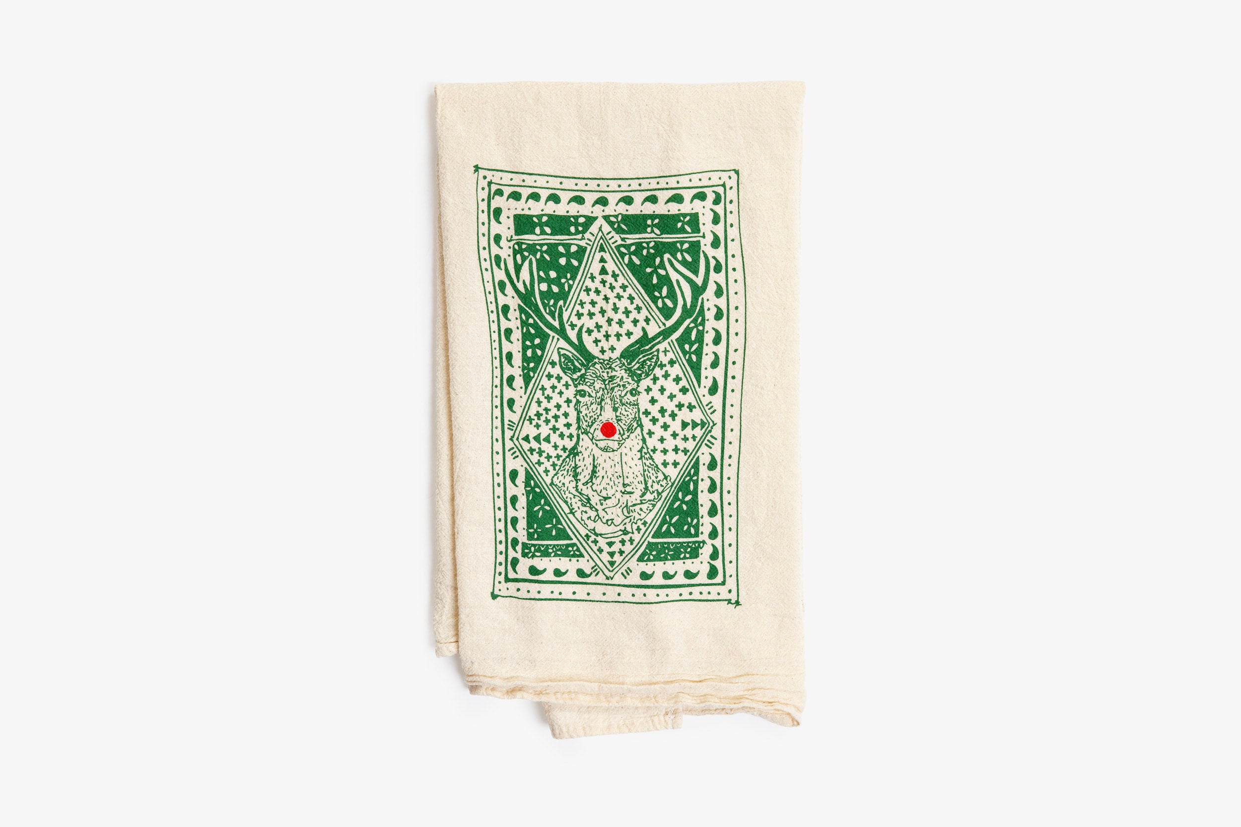 Stag Red Nose Tea Towel - Bird & Buffalo