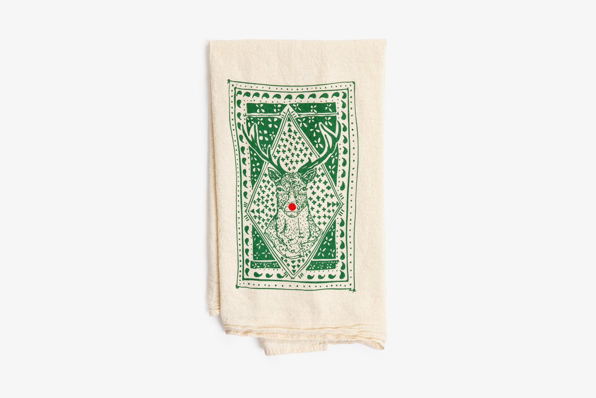 Stag Red Nose Tea Towel - Bird & Buffalo