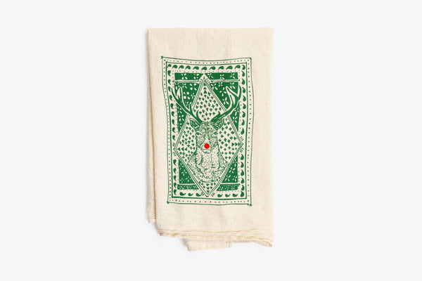 Stag Red Nose Tea Towel - Bird & Buffalo
