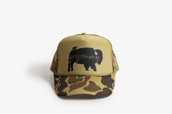 Wyoming Bison Trucker Hat – Tan Camo - Bird & Buffalo