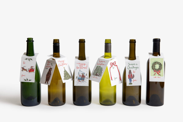 Holiday Wine Gift Tags Set of 8
