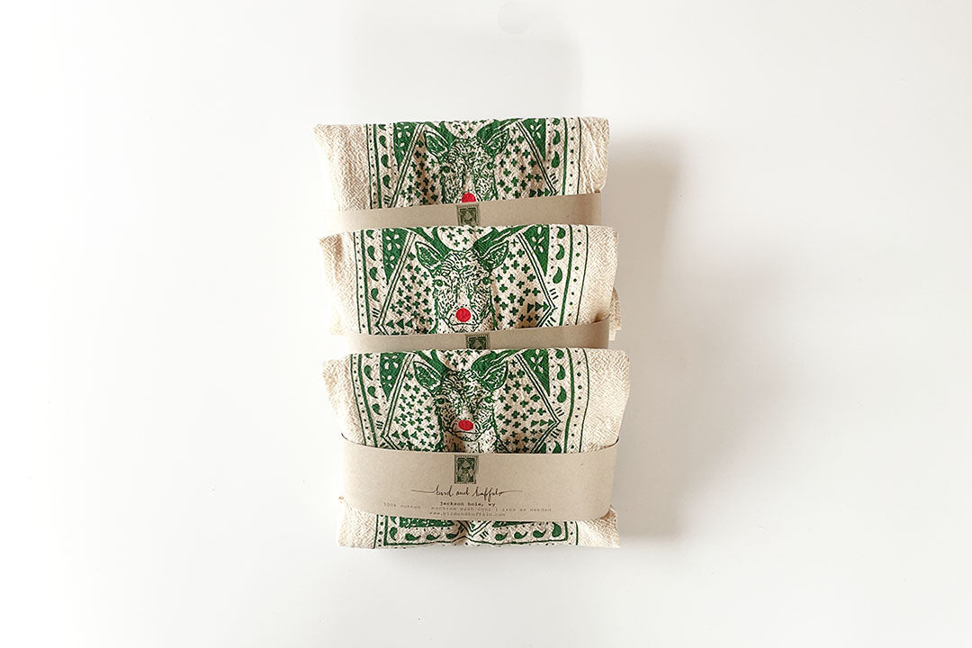 Stag Red Nose Tea Towel - Bird & Buffalo
