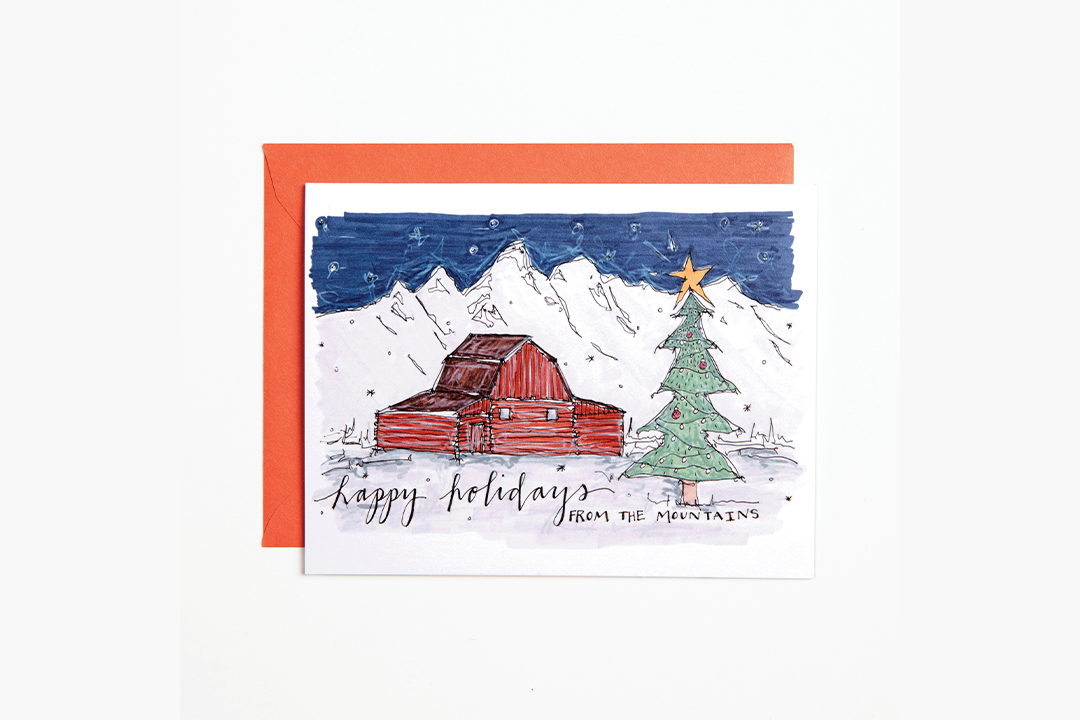 Happy Holidays from the Mountains  Card - Bird & Buffalo