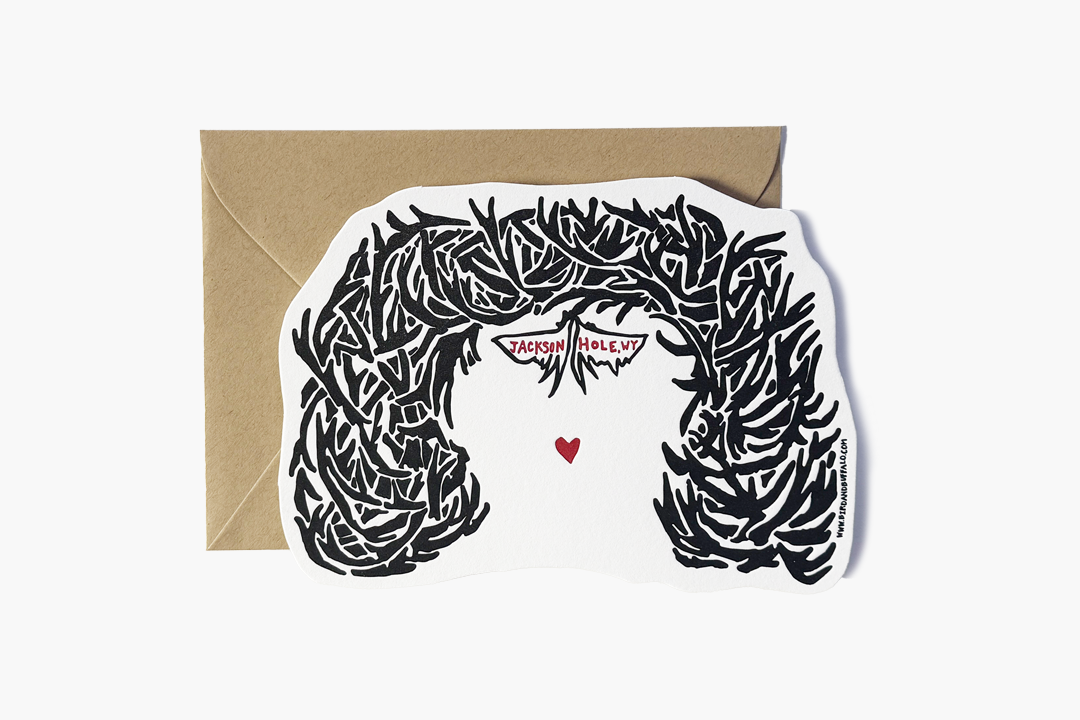 Antler Arch Letterpress Card - Bird & Buffalo