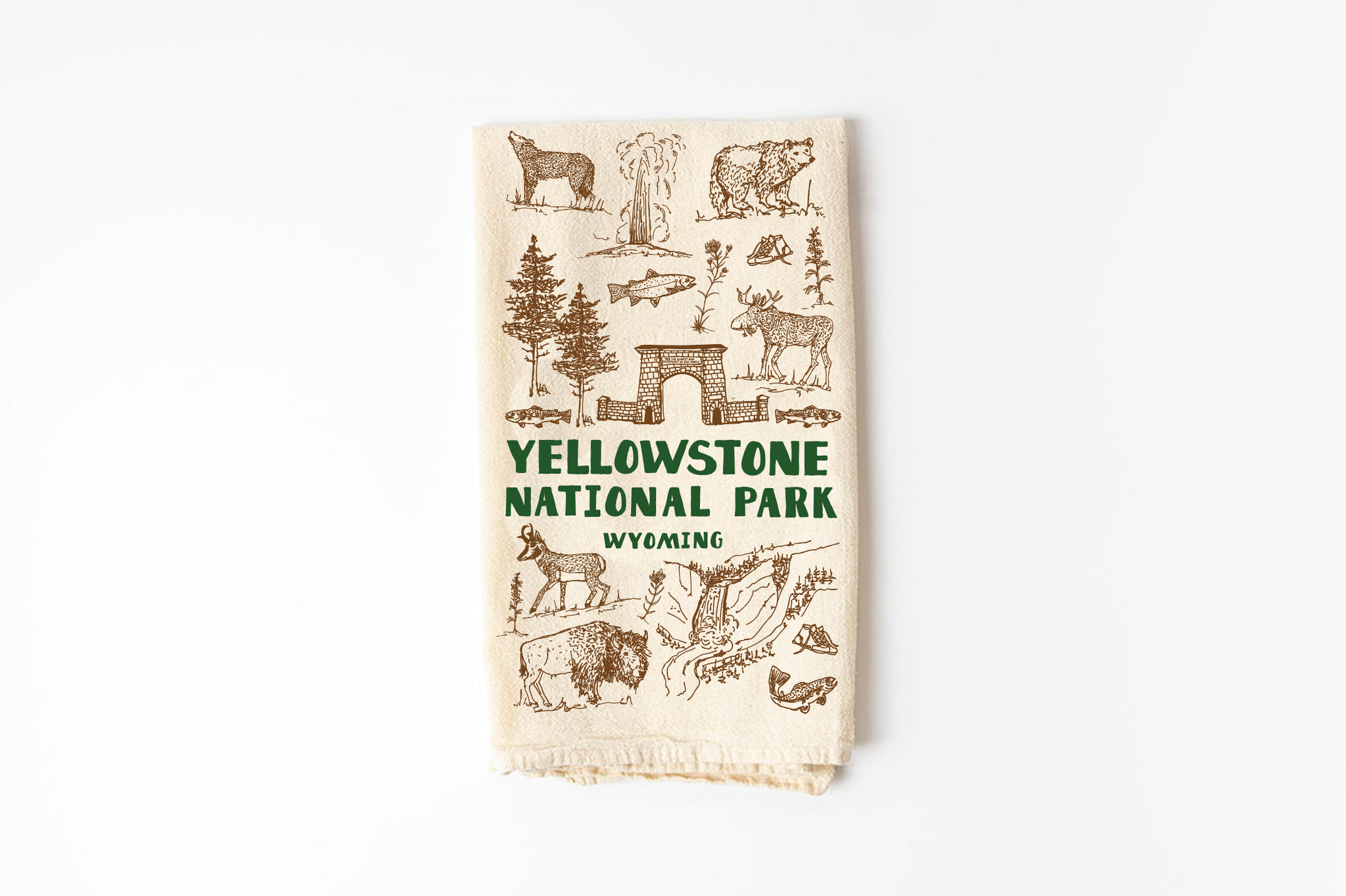 Yellowstone National Park Tea Towel - PRESALE - Bird & Buffalo