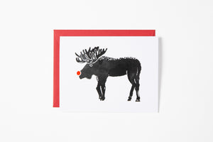 Greeting Card - Red Nose Moose - Bird & Buffalo