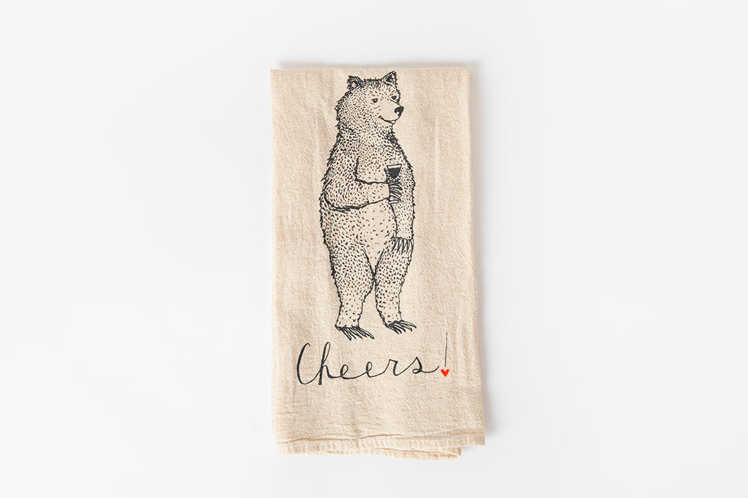 Bear Cheers Tea Towel - Bird and Buffalo