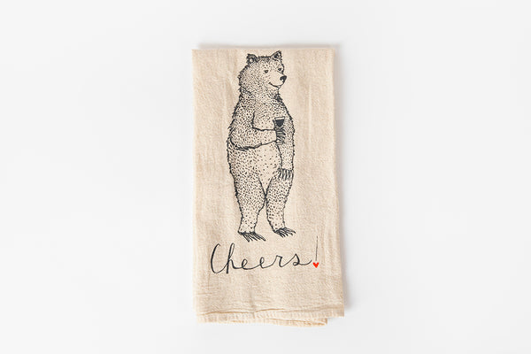 Bear Cheers Tea Towel - Bird and Buffalo