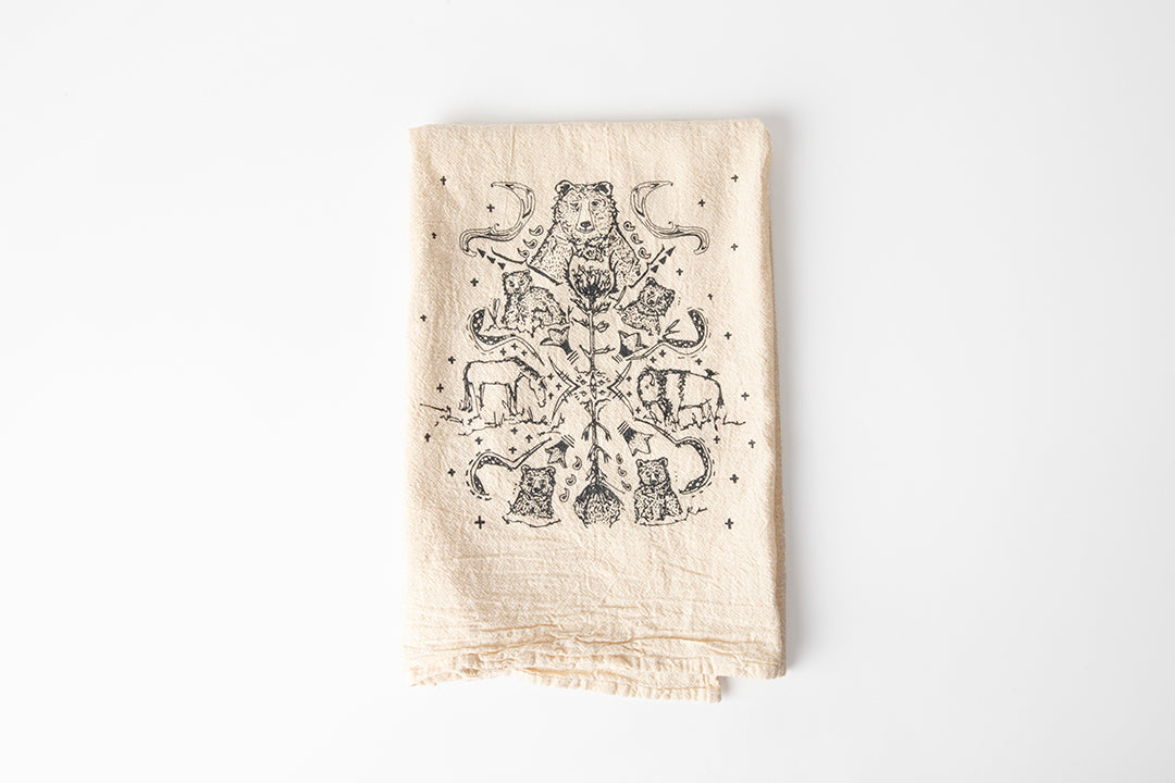 Tea Towel - Animal Hodgepodge - Bird & Buffalo