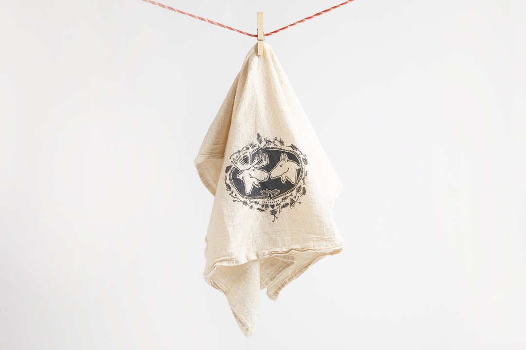 Tea Towel - Moose Kissing - Bird & Buffalo