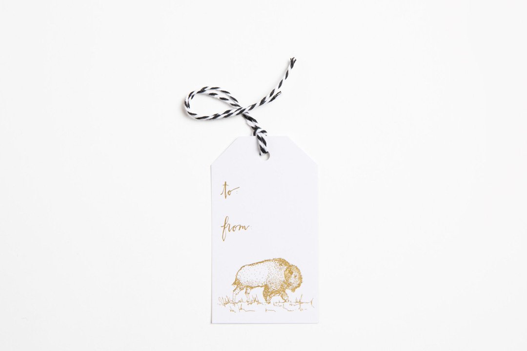 Foil Gift Tag - Bison - Bird & Buffalo