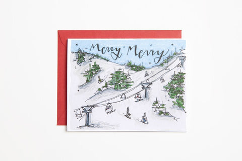 Greeting Card - Merry Skiers - Bird & Buffalo