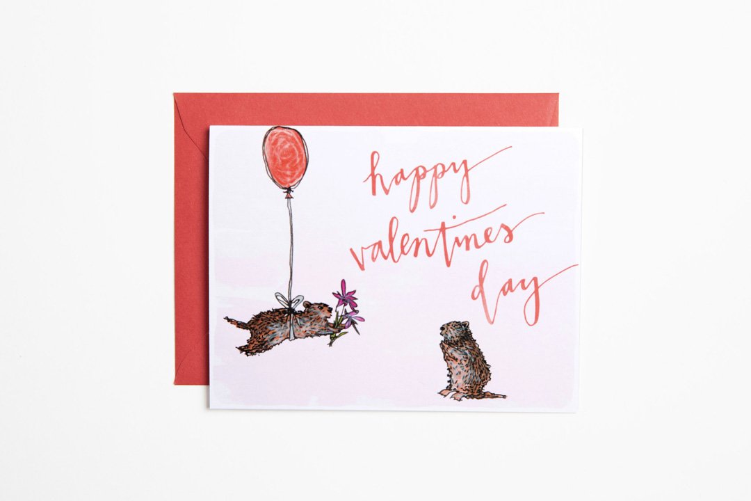 Greeting Card - Valentines Marmots - Bird & Buffalo