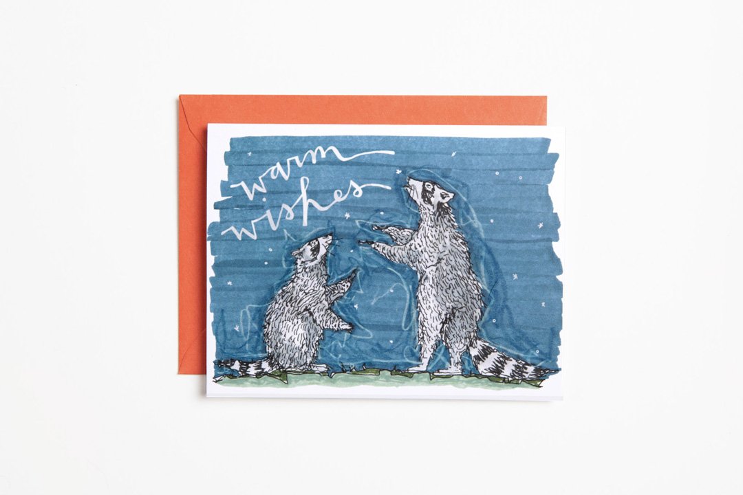Greeting Card - Warm Wishes Raccoons - Bird & Buffalo