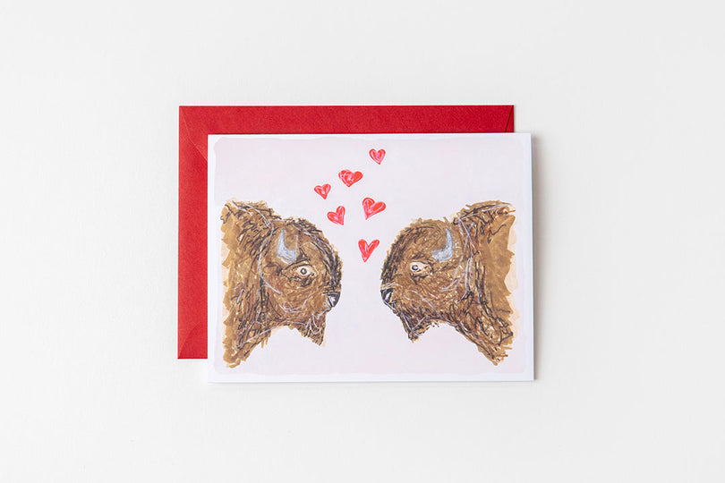 Bison in Love Card