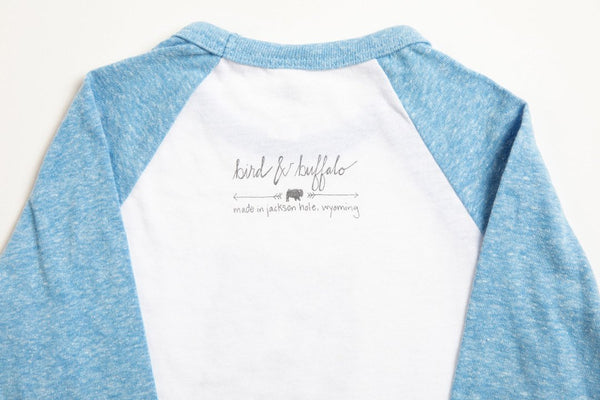 Trout Kid's Baseball Shirt Pool Blue/White - Bird & Buffalo