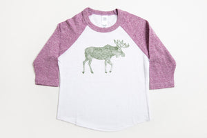 Moose Kid's Baseball Shirt Purple/White - Bird & Buffalo