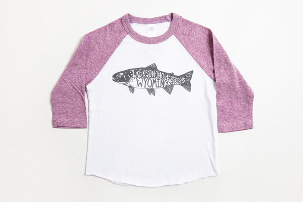 Trout Kid's Baseball Shirt Purple/White - Bird & Buffalo