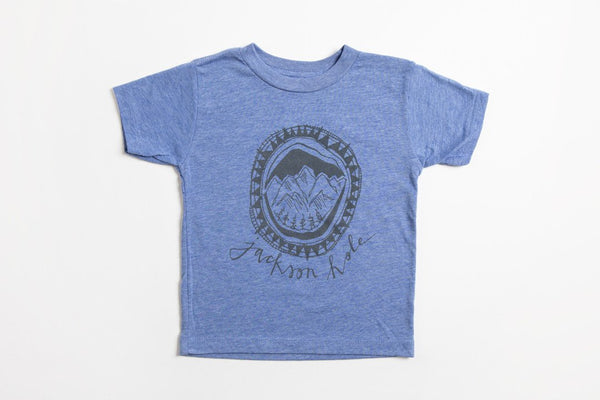 Jackson Hole Logo Kid's Shirt Blue - Bird & Buffalo