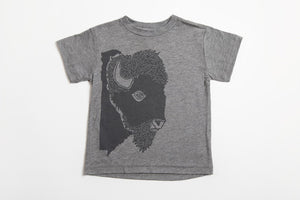 Bison Profile Kid's Shirt Gray - Bird & Buffalo