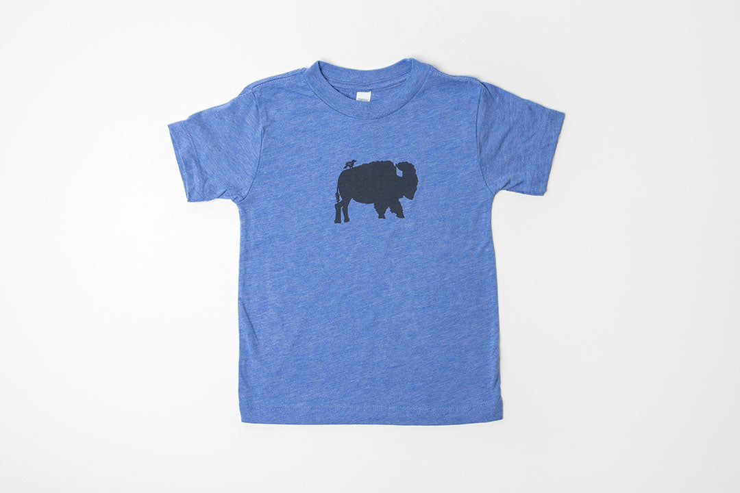 Bird and Buffalo Kid's Shirt Blue