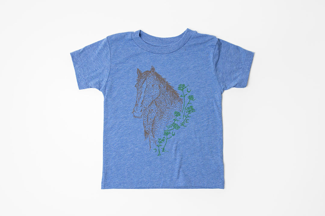 Horse Kid's Shirt Blue